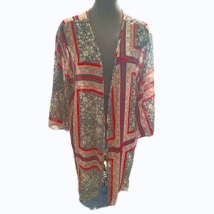 EC MAURICE'S SHEER FLORAL KIMONO SZ. S/M